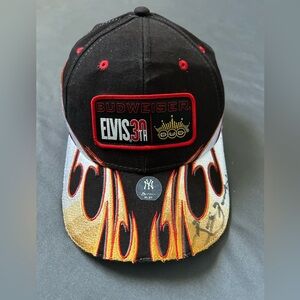 Elvis Presley 30th Anniversary Hat Cap Black Red Flames Budweiser NASCAR